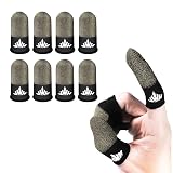 Jwh 8 Pack Mobile Phone Gaming Accessory Thumb Finger Sleeves,0.15 Ultra Thin Pure Silver Fiber,Silky Tip Covers,Finger Cots for Pubg Gaming Gloves,Guantes para Dedales Dedos Gamer Profesionales