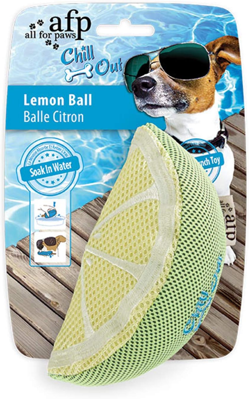 ALL FOR PAWS Chill Out Lemon Slice Cooling Flyer Refreshing Fetch Dog Chew Toy For Hydration & Play, yellow