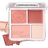 JUDYDOLL 2 In 1 Blush Highlighter Palette, Blush Cream & Glowy Blush, Buildable Color for Cheeks, Cute Makeup, Lightweight, Smooth Powder, Multi-Use, Matte Finish or Radiant Look