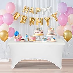 2 Pack 6 Feet White Spandex Tablecloth for