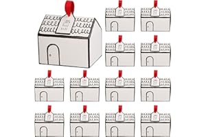 Haomian 20 Pcs House Shaped Gift Boxes House Boxes for Treats, Treat Boxes for Dessert, Fancy Cookie Boxes for Gift Giving, White Gable Box, Gift Bag Bakery Boxes Party Favors (White Low House style)