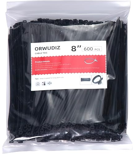 Amazon.com: ORWUDIZ Cable Zip Ties, 8 Inch Black 600 Pcs, Nylon 66