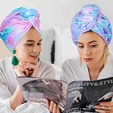 WUBAYI 2 Pack Microfiber Hair Towels Quick Dry Ultra Absorbent Mermaid Print view 7