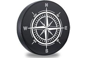 DKIIGAME Spare Tire Cover,Weatherproof Vinyl Leather Wheel Cover for Jeep Wrangler Sahara,Hummer H3,Toyota FJ,Trailer, RV, SUV, Truck (32"-33" Compass Print)