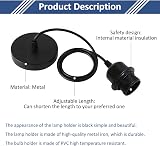 Caldarax 2 Pack E27 Pendant Light Fitting with 100cm Adjustable Cable Black view 4