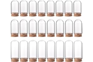 PATIKIL Clear Cloche Glass Dome, 24 Pack Glass Bell Jar Display Case Tabletop Centerpiece with Cork Base for LED Light Plants