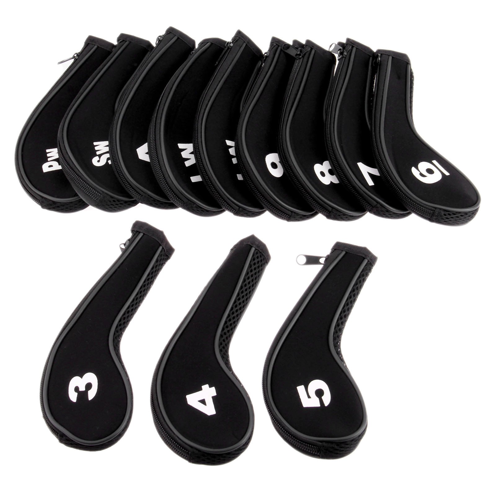 12 Pcs Golf Club Head Covers Neoprene for Outdoor Traveling All Golfing Enthusiasts,Black
