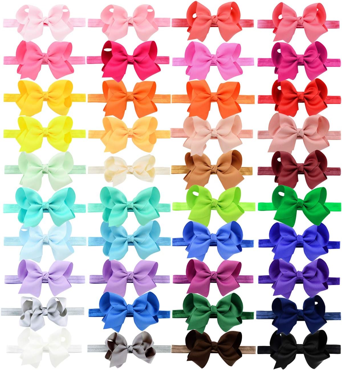 Baby Girl Headbands Newborn Infant Toddler Knotted Hairbands Bows Elastic Soft Floral Hair Band (FREE, 4inch 40pcs)