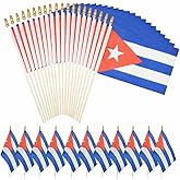 XCFH 20 Pack Cuba Mini Stick Flag Small Cuban Handheld 5x8 Inch Flags Fade Resistant & Vivid Colors