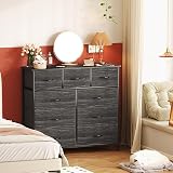 CAIYUN 9-Drawer Fabric Dresser with Wood Top Charcoal Black view 3