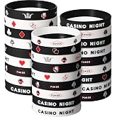 Zhanmai 36 Pcs Casino Night Themed Party Favors Decorations Silicone Poker and Dice Las Vegas Wristbands Bulk Casino Party Favors Black and White Patterns for Adults Birthday Supplies Decor Gifts