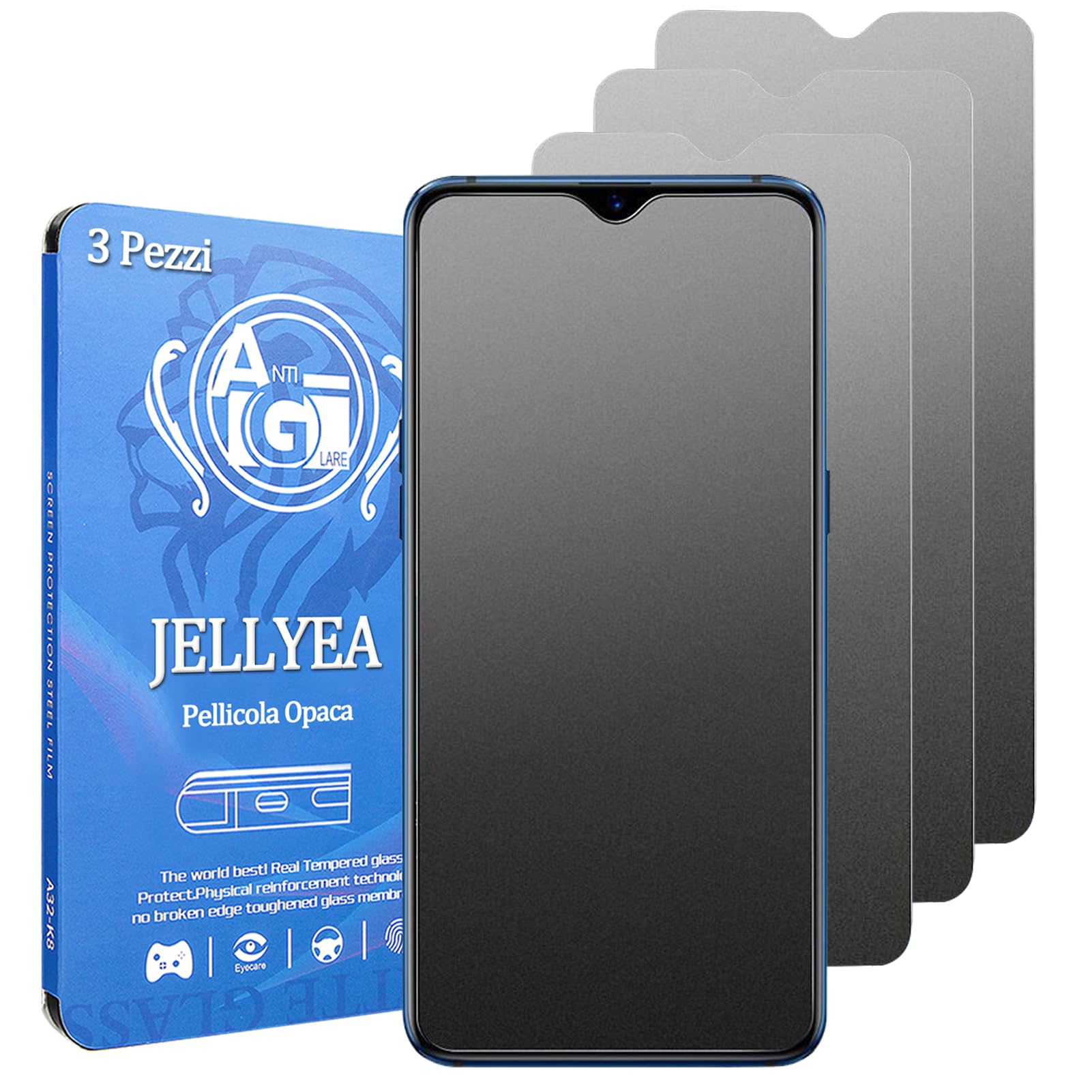 JELLYEA Matt Matte Film for Redmi Note 12 [3-Pieces] Matte Tempered Glass Anti-Glare Anti-fingerprint 9H Matte Screen Protector for Little M4 Pro/Redmi Note 12 4G/5G, 6.43 Inches