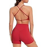 OMKAGI Workout Sets for Women Open Back Strappy Sports Bra Booty Biker Shorts Gym Outfits