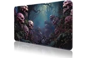 April Space Playmat Board Game MTG Duel Playmat Trading Card 24 x 14in Stitching Edges Compatible for TCG CCG RPG OCG with Card Zones + Including Storage Bags (Skull Land,No Zone)