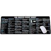 SQL Cheat Sheet Desk Mat for Database Administrators, Analysts, and Programmers, Quick Key, Large Anti-Slip Keyboard Pad Mouse Mat KMH