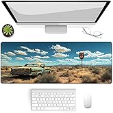 VANZEV Gaming Mouse Pad, Vintage Highway Route 66 Car Mouse Pad, Desk Mat, Non-Slip Rubber Base MousePads for Computers Laptop Office School Home Accessories Decor 31.5" x 11.8"