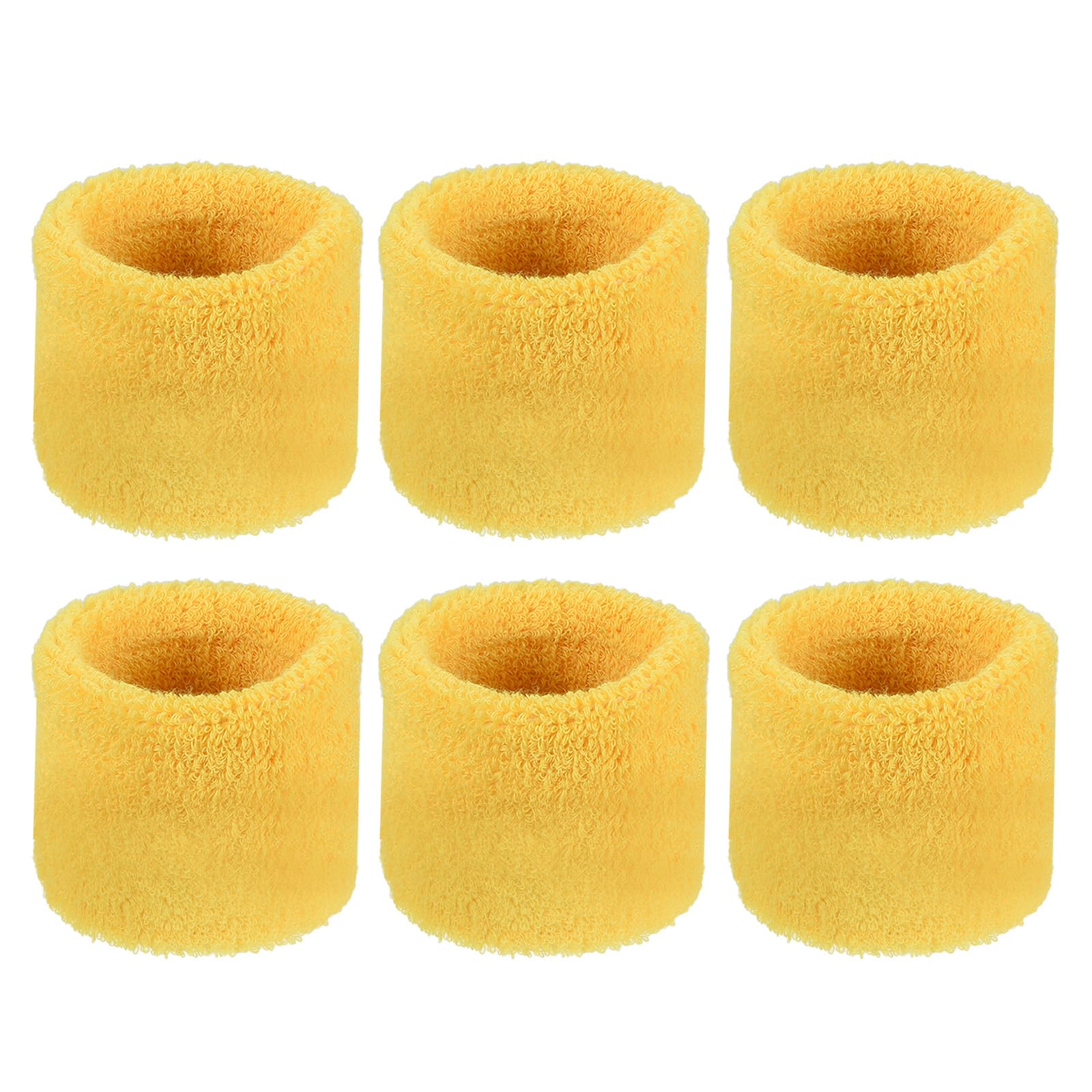 M METERXITY 6 Pack Wrist Brace - Elastic Air-Permeable Cotton Terry Cloth Sweatband, Apply to Tennis/Basketball/Running (8x5cm, Yellow)