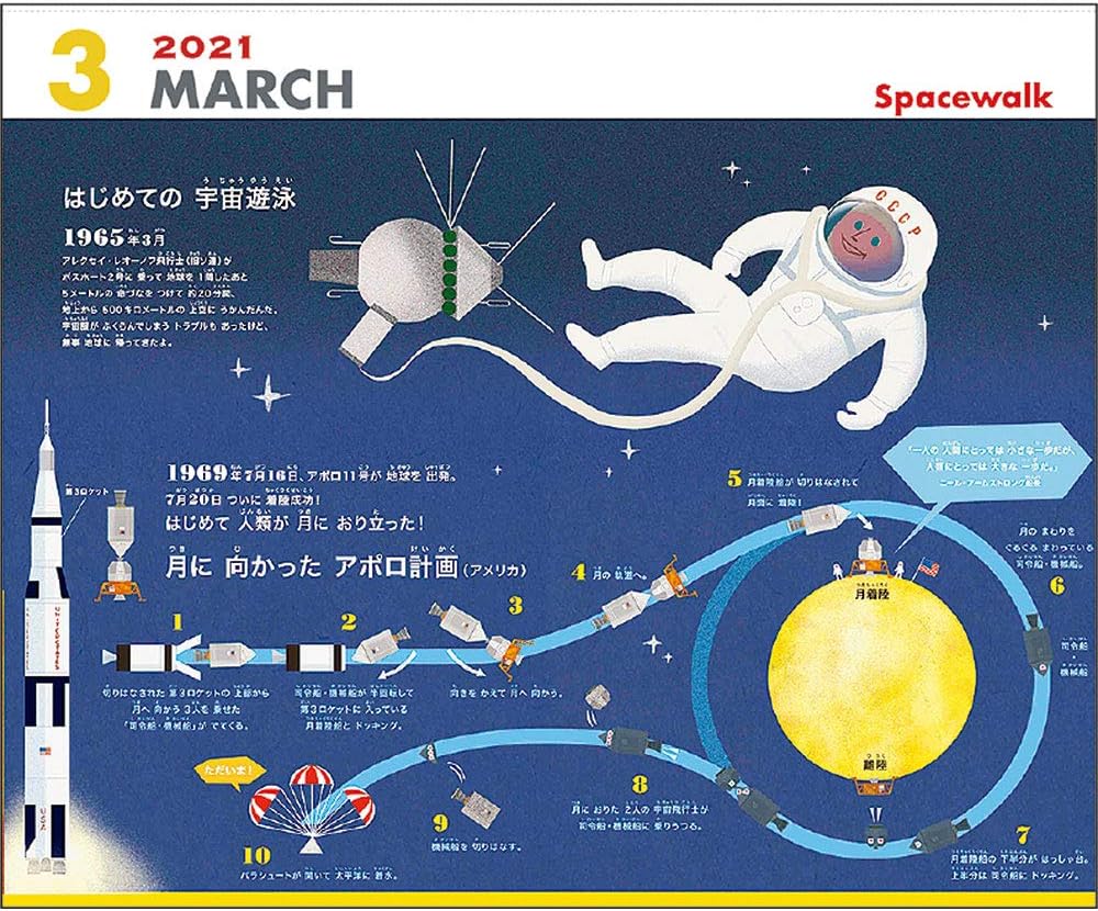 Amazon 21年 宇宙りょこうへでかけるカレンダー Vol 090 文房具 オフィス用品 文房具 オフィス用品