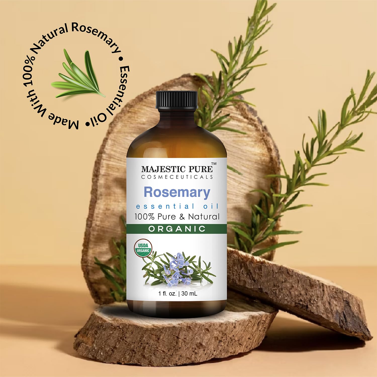 Majestic Pure Organic Rosemary Essential Oil - 100% Pure & Premium Oil for Hair Growth, Skin, Face, Aromatherapy & Diffuser - 1 fl oz | Perfect Organic Oil for Hair Growth - Image 5