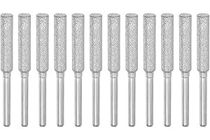 HARFINGTON 12pcs Diamond Coated Chainsaw Sharpener Bits 3/16" 4.8mm Cylinder Head Electric Chain Saw Grinder