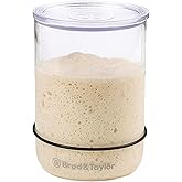 Brod &amp; Taylor Sourdough Starter Jar (32oz) 100% Dishwasher Safe, Measurement Markings, Height Marker &amp; Loose-Fitting Lid That Prevents Pressure Buildup (Durable Glass Jar, BPA-Free)