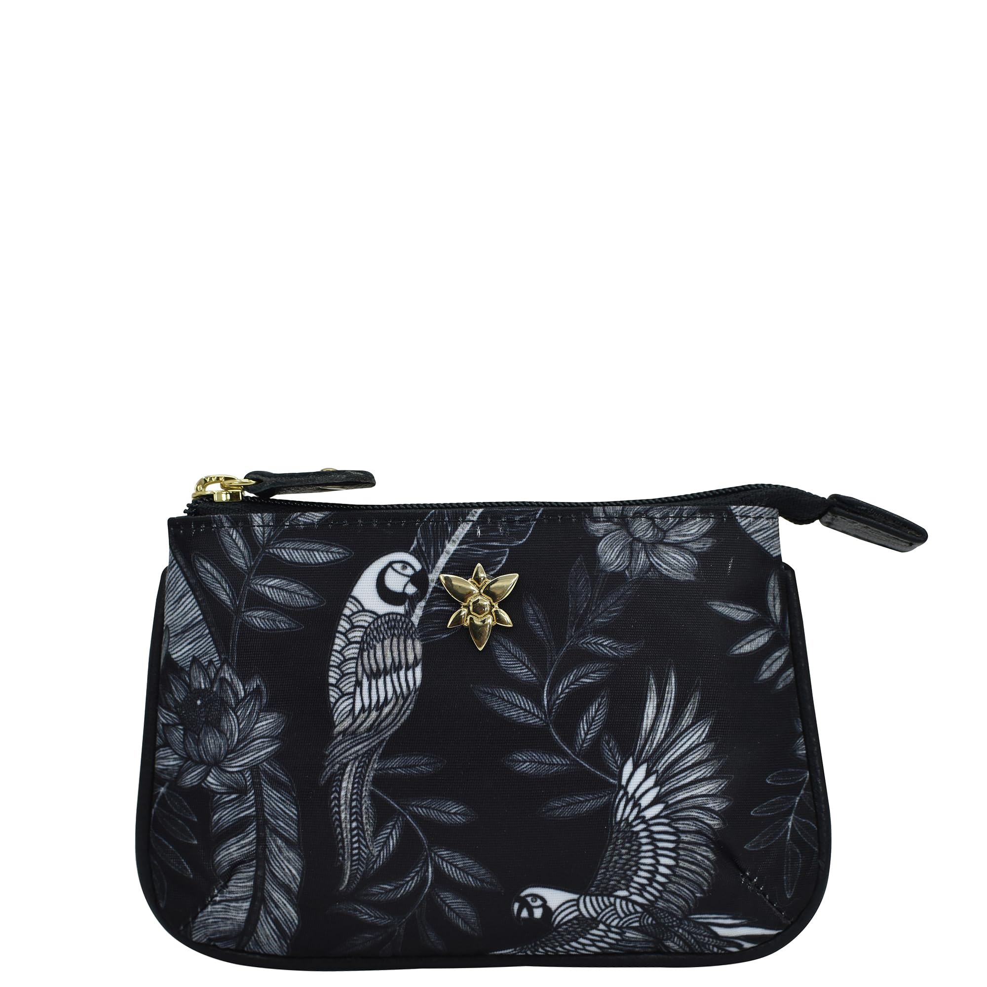 Anuschka Zip Travel Pouch - Wanderlust Collection - Nylon Fabric with Genuine Leather Trim and Artwork Print