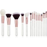 Jessup Brand 15pcs Pearl White/Rose Gold Makeup Brushes Make up Tool Kit Beauty Professional Eyeshadow Power Lipstick Blending Cheeck Cosmetic Brushes Set T220