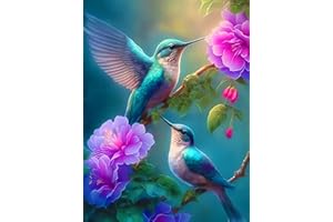 Zythron Hummingbird Diamond Painting Kits for Adults - DIY Birds Diamond Art Kits for Beginner, 5D Full Drill Diamond Gem Art Kits Crafts Kits for Adults for Home Wall Decor 12x16inch