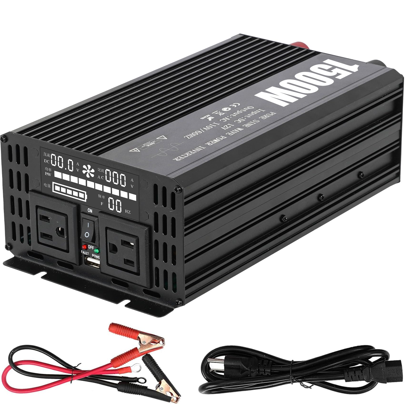 Photo 1 of 1500W Sump Pump Battery Backup Inverter, Primary Sump Pump Battery Backup System for Emergency and Power Outage, Pure Sine Wave Power Inverter, LCD Display