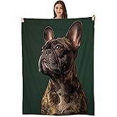 amepay Elegant Brindle French Bulldog Blanket - Ultra-Soft & Cozy Plush Flannel Fleece Throw Blankets - Lightweight Warmth for Couch, Bed, Travel, and Outdoor Comfort 60x50 inch