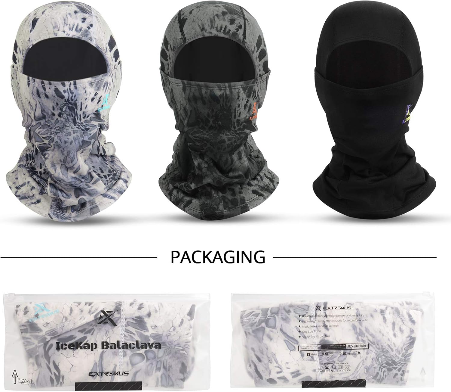 Extremus IceKap Balaclava Cold Weather Face Mask – Winter Windproof Ski Mask -Blackout: Clothing