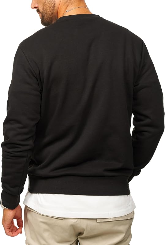 Herren Sweatshirt mit Rundhals Crewneck Pullover Sweater für Männer im Regular-Fit - JJ24756-BLA-S