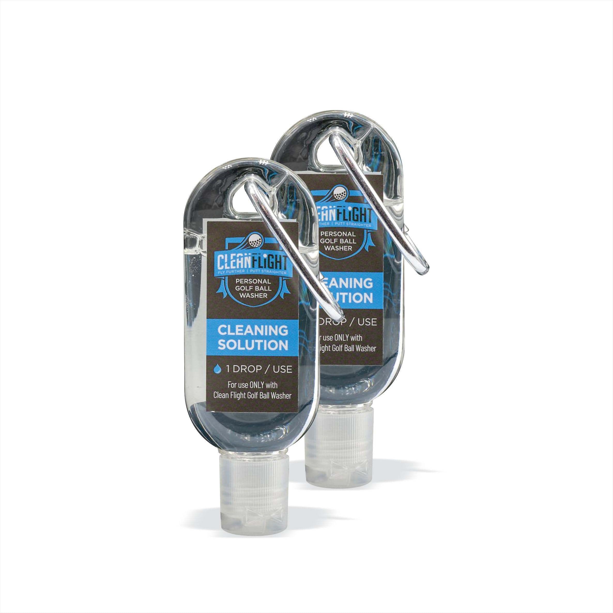 Clean Flight - Golf Ball & Club Head Washer Cleaning Solution. 30ml Bottles for Portable Cleaners Golf Bag or Cart - Best Golf Accessories Gifts for Men & Women (2 Pack)