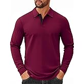 COOFANDY Mens Long Sleeve Polo Shirts Cotton Collared Shirts Casual Business Polo Classic Golf T Shirts