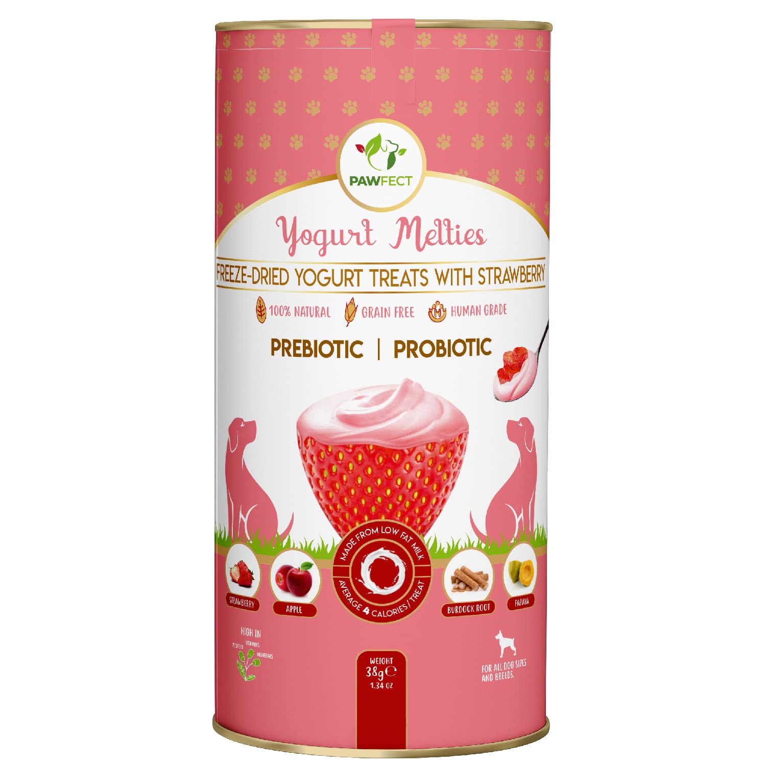 Prebiotic and Probiotic Dog Treats: Strawberry & Yogurt (38g/1.34oz)