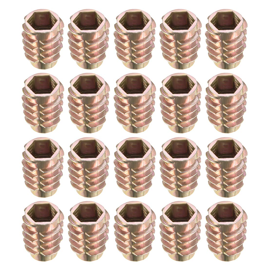 sourcing map Furniture Threaded Insert Nuts Zinc Alloy Hex-Flush M8 Internal Threads 18mm Length 20pcs
