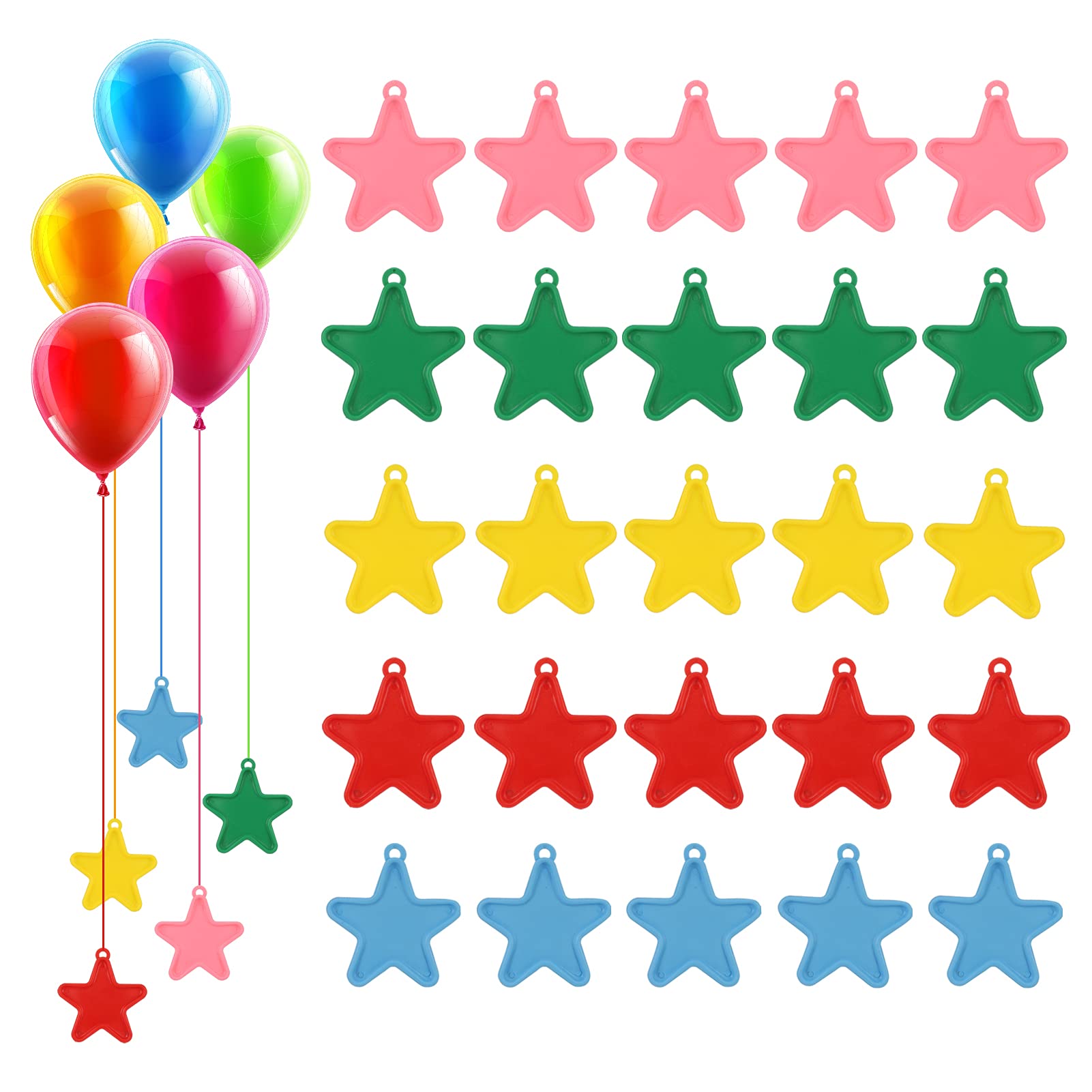 Xinzistar 25 Pieces Balloon Weights Star Helium Balloon Weights Colorful Balloons Weight Helium Balloons Pendants for Wedding Birthday Party