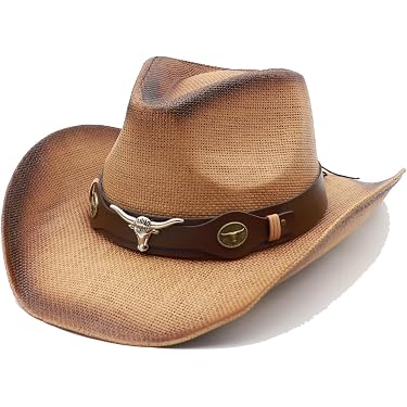 Mednkoku Paille Cowboy Chapeau Large Bord Western de Plage Capuche houstante Jazz Hat de Mode pour Les Hommes Robe