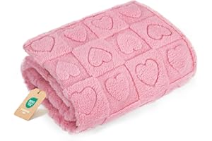 gogobunny Calming Plush Dog Cat Blanket 300GSM Coral Fleece, Ultra-Soft Machine Washable Pet Bedding for Small Medium Dogs Cats Puppies Kittens (Pink, 25x35)