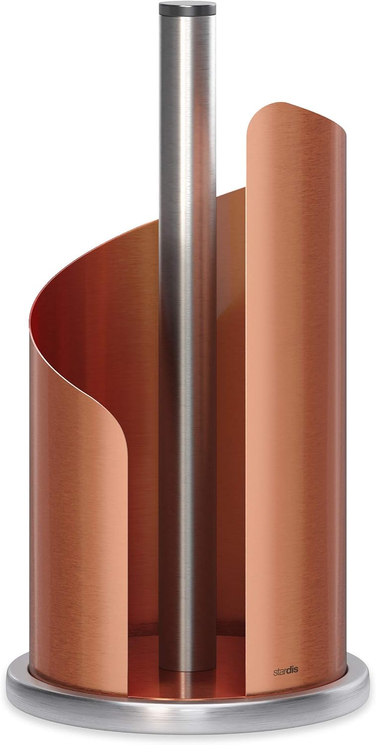Stardis Kitchen Roll Holder Stainless Steel Matt Coated Diameter 15 cm Roll Holder Matte copper, Copper Matt, H 30 x diameter 15 cm