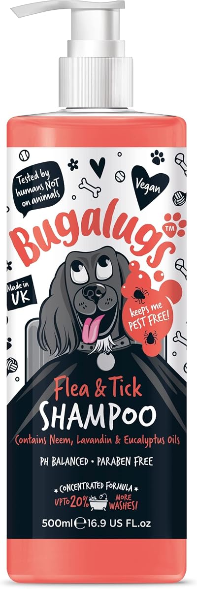 BUGALUGS Flea and Tick Dog Shampoo Neem Oil Vegan Made in UK