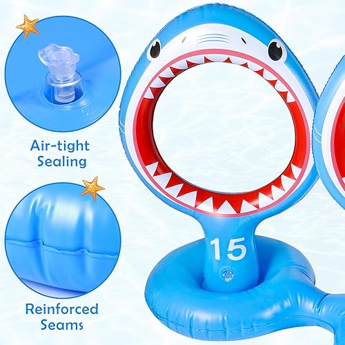 Inflatable Pool Shark Float Toys Games for Kids,2-in-1 Pool