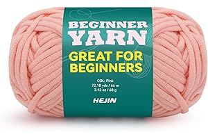 HEJIN 60g Pink Yarn for Crocheting and Knitting;66m (72yds) Cotton Yarn for Beginners with Easy-to-See Stitches;Worsted-Weight Medium #4;Cotton-Nylon Blend Yarn for Beginners Crochet Kit Making