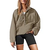 Yanekop Womens Fuzzy Fleece Pullover Sherpa Sweatshirt Long Sleeve Button Down Sweater Winter Fleece Jacket with Pockets