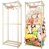 Extra Large Stuffed Animal Storage Wooden Stuff Animal Organizer 63" Stuffed Animal Zoo Holder Kids Plush Toys Cage Stuffed Animal Tower with Light Strips for Playroom Bedroom Nursery Room