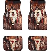 Zythracz Luxury Boho Car Floor Mats Full Set | Car Decor for Women Men | Tribal Native American Vintage Bohemian Pattern | Heavy Duty All-Weather Universal Rubber Liners | Non-Slip & Odor-Fre