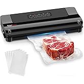 Bonsenkitchen Vacuum Sealer, Multi-Functional Food Sealer with 5 Vacuum Bags, External Vacuum System & Accessory Tube,Fast-Compact Design, Bright Black