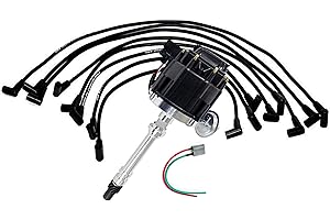 A-Team Performance - HEI Distributor with Under the Exhaust Spark Plug Wires and HEI Pigtail Harness Complete Kit - Compatible with Chevrolet Chevy GM GMC SBC 265 267 283 350 383 400 Black Cap