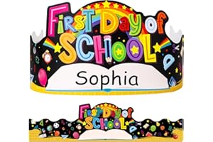 SICOHOME First Day of School Paper Crowns Decorations 24pcs Adjustable Paper Hats Students Back to School Supplies for Kids