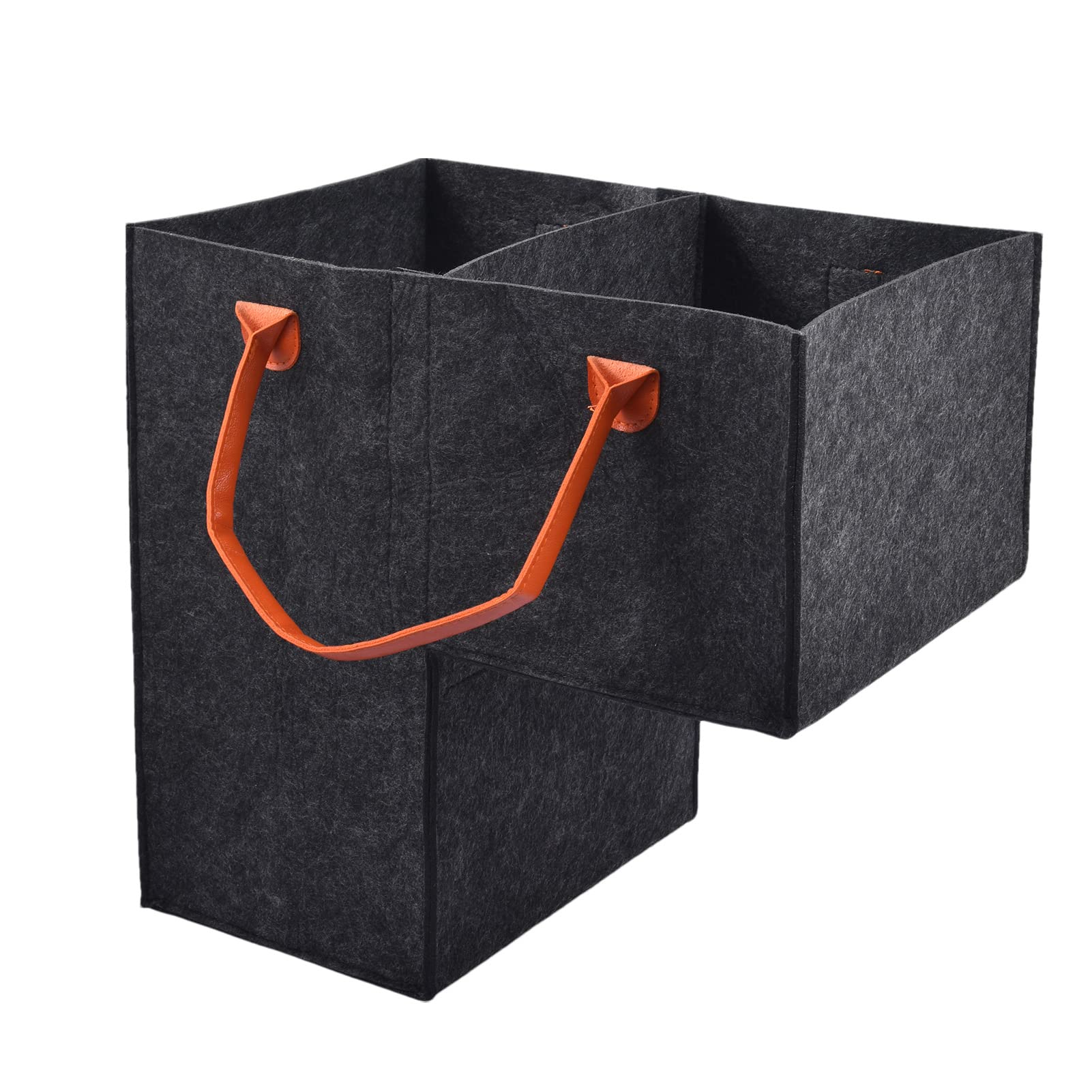 MZSYLK Stair Basket with Handles, Foldable L-Shape Stair Organiser Basket Felt Stair Storage Bag Large Stair Tidy Basket Bin for Laundry, Toys, Household Items (black)